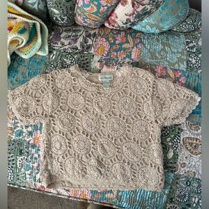 Willow Ridge Cream Crochet Crop Top